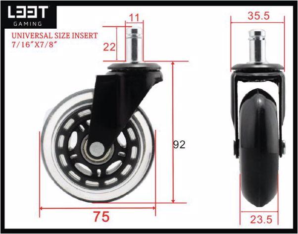 Actual product image L33T Castors for gaming chairs