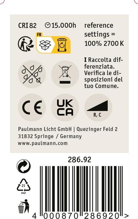 Immagine prodotto Paulmann Goccia (E27, 4.80 W, 470 lm, 1 x, F)