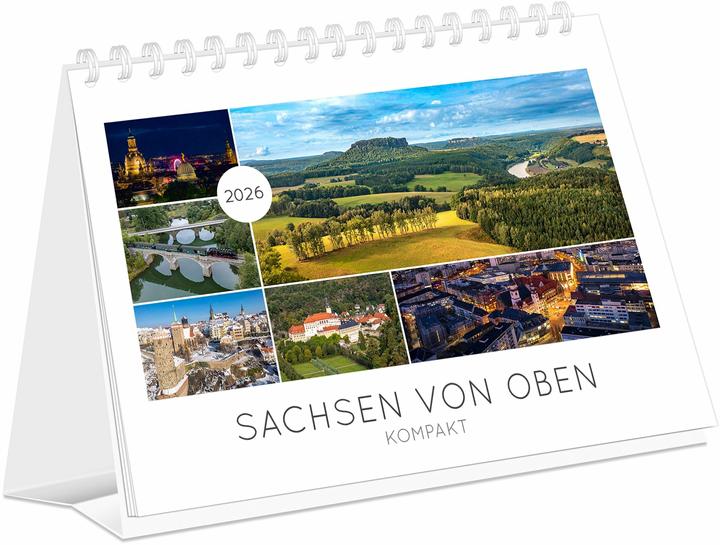 Produktbild Kalender Sachsen von oben kompakt 2026 (21 x 15 cm, Kein Einband, Deutsch)