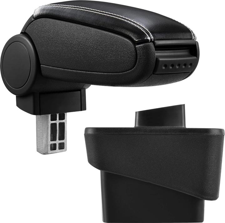 Produktbild Pro-Tec Mittelarmlehne Audi A1 mit Staufach Kunstleder Schwarz mit weissen Nähten