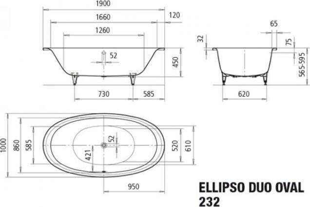 Actual product image Kaldewei Ellipso Duo Oval 232 190x100cm (198 cm, 108 cm)