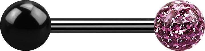 Produktbild Star Piercing Barbell schwarz mit Kugel und Kristallkugel hellviolett Epoxy Schutzschicht (ohne Messing, Titan G23)