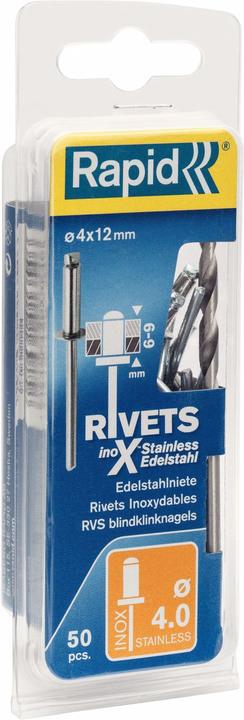 Produktbild Rapid Edelstahl Blindniete Ø 4,0 x 12 mm