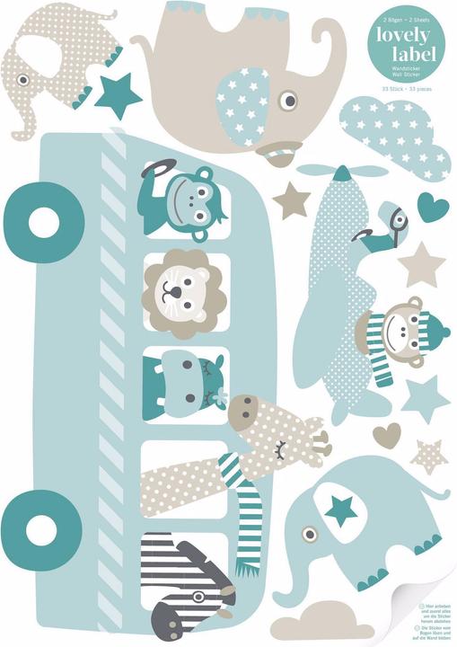 Immagine prodotto Lovely label Animali tatuati al muro in tour (32 x 21 cm)