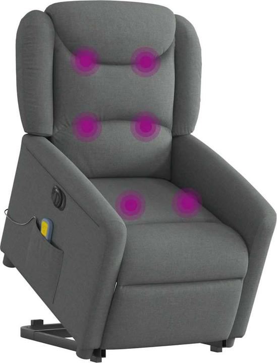 Produktbild VidaXL Elektrischer Massagesessel mit Aufstehhilfe Dunkelgrau Stoff