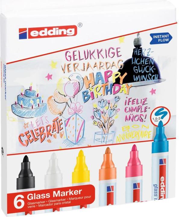Image du produit Edding Marqueur pour tableau en verre (Multicolore, 3 mm, 6 x)