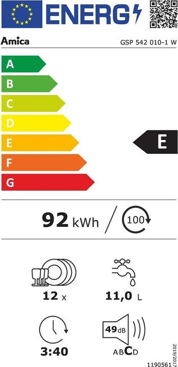 Energy Label Amica GSP 542 010-1 W