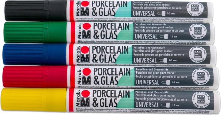 Actual product image Marabu Porcelain and glass painting pen (Multicoloured, 2 mm, 5 x)