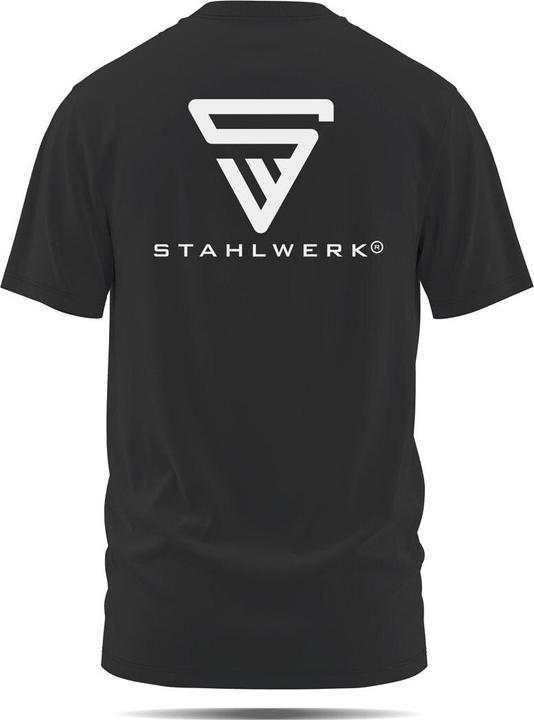 Actual product image Stahlwerk T-shirt Black Size XXL Short-sleeved shirt with logo print 100% cotton (XXL)
