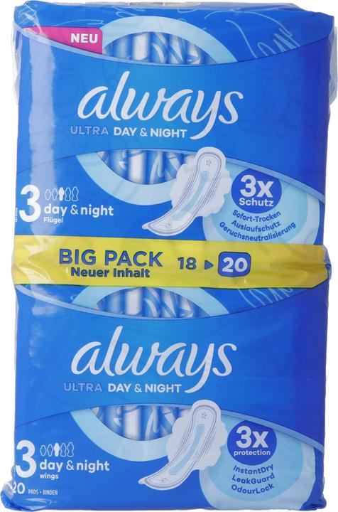 Produktbild Always Ultra Day & Night (20 x, Damenbinden)