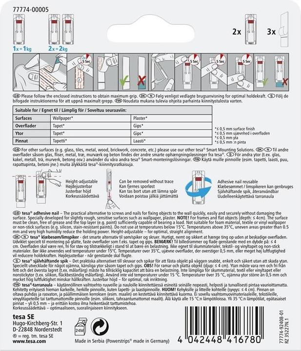 Actual product image tesa 77774 MOUNTING SYSTEM. 2X1KG