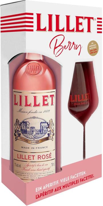 Image du produit Lillet Coffret cadeau Rosé 0.75 l avec verre (18 ans, 17 %, France, 1 x 75 cl, Vermouth)