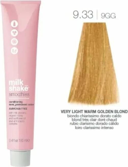 Immagine prodotto Milk_Shake Vopsea semipermanente Smoothies 9.339GG, Blond Luminos Deschis Cald Auriu, 100ml (9.339GG Biondo Luminos Deschis Cald Auriu)