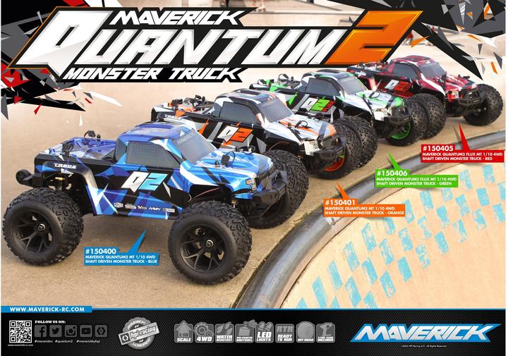 Image du produit Maverick Quantum2 MT Flux 1/10th Monster Truck - Green (Presque prêt à être conduite)