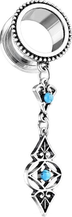 Star Piercing Flesh Tunnel Anhänger mit Türkis Steinen (Messing, Chirurgenstahl 316L)