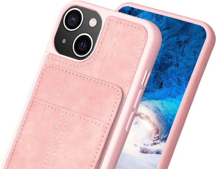 Actual product image Cover-Discount iPhone 15 Plus - Kickstand Case with card slots pink (Apple iPhone 15 Plus)