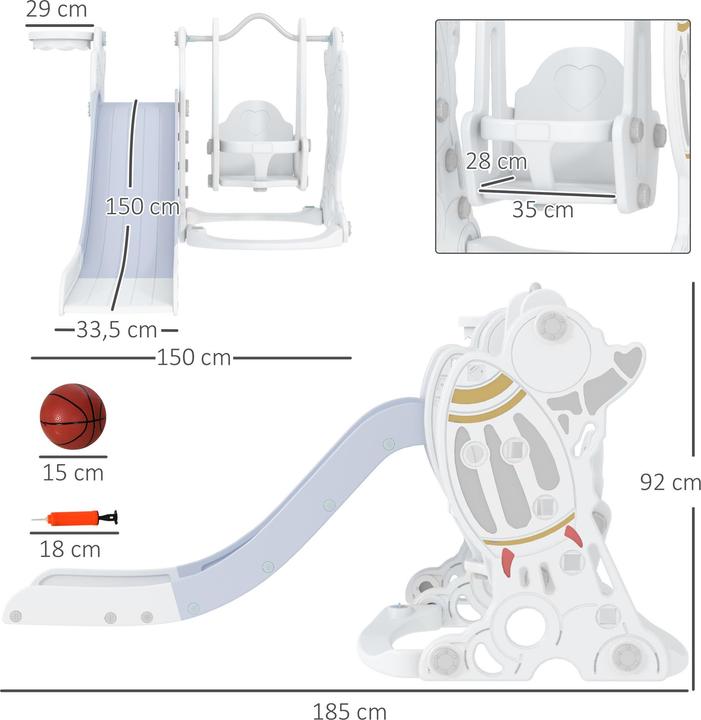 Immagine prodotto Aiyaplay Altalena per bambini con scivolo e palla