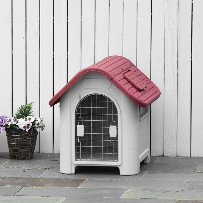 Produktbild Swisshandel24 Hundehütte Outdoor Hundehaus mit Dachluke Tor Unterschlupf für kleine Hunde Kleintierstall Luftzirku (Hundehütte)