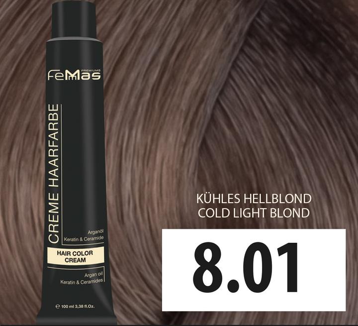 Actual product image FemMas 8.01) Hair Color Cool Light Blonde 100ml (Cool light blonde)
