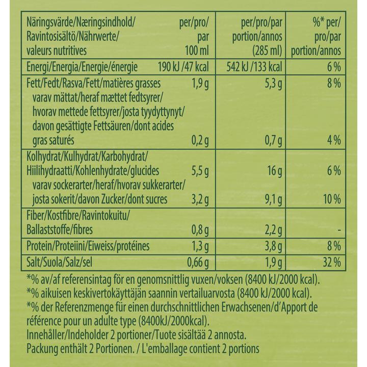 Valeurs nutritives et ingrédients Knorr Potage minestrone en sachet, soupe liquide avec tomates cultivées de manière durable, à réchauffer (570 ml)