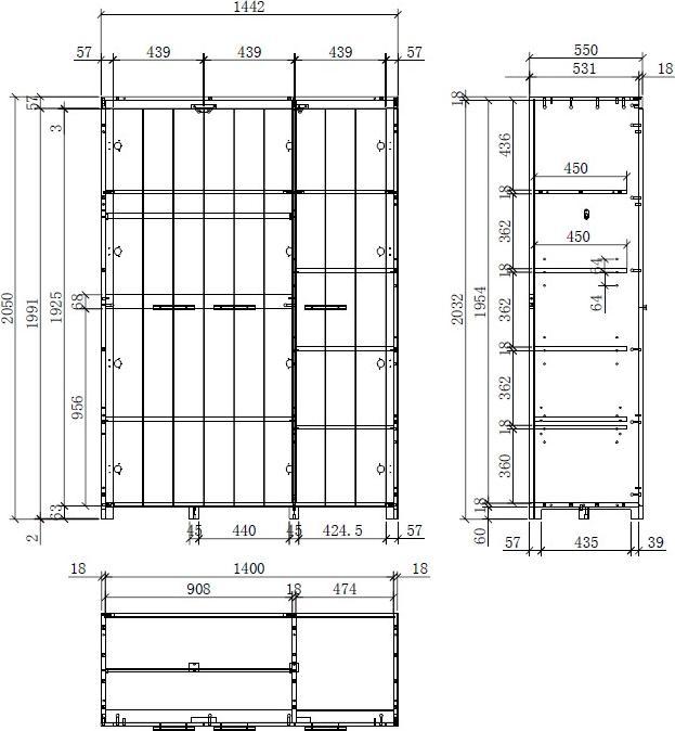 Produktbild Vipack Erik 3 Tur Schrank (144 cm)
