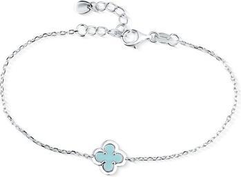 Actual product image JVD Beautiful Silver Bracelet For Women Four Leaf (Silver)