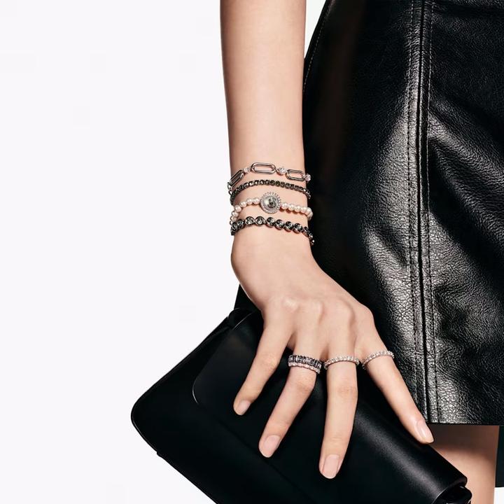 Immagine prodotto Swarovski Bracciale tennis in ambra taglio rotondo nero (20 cm, Metallo Swarovski)