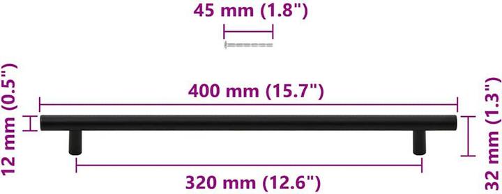 Actual product image VidaXL Furniture handles 5 pcs. black 320 mm stainless steel, colour