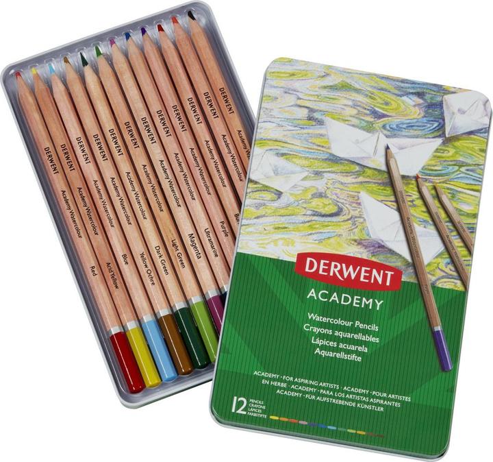 Actual product image Derwent Watercolor Color Pencils Watercolour Tin Multicolor, 12 pieces (Multicoloured, 12 x)