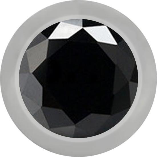 Actual product image Star Piercing Silver ball with black crystal (Titanium G23, Surgical steel 316L, without brass)