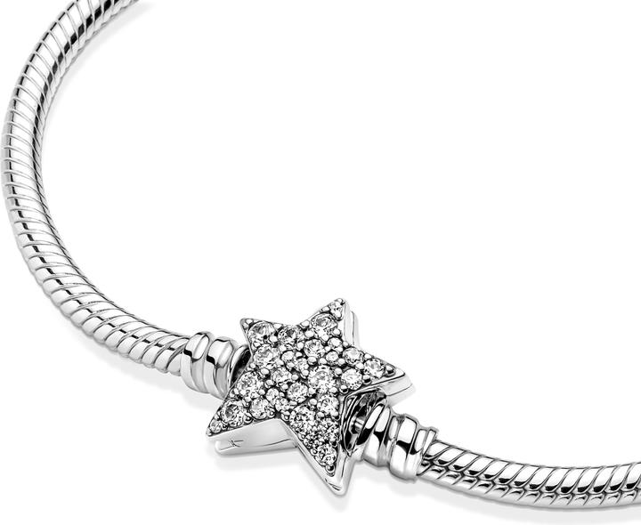 Produktbild Pandora Asymmetric Star Clasp Snake Chain Armband (23 cm, Silber 925)