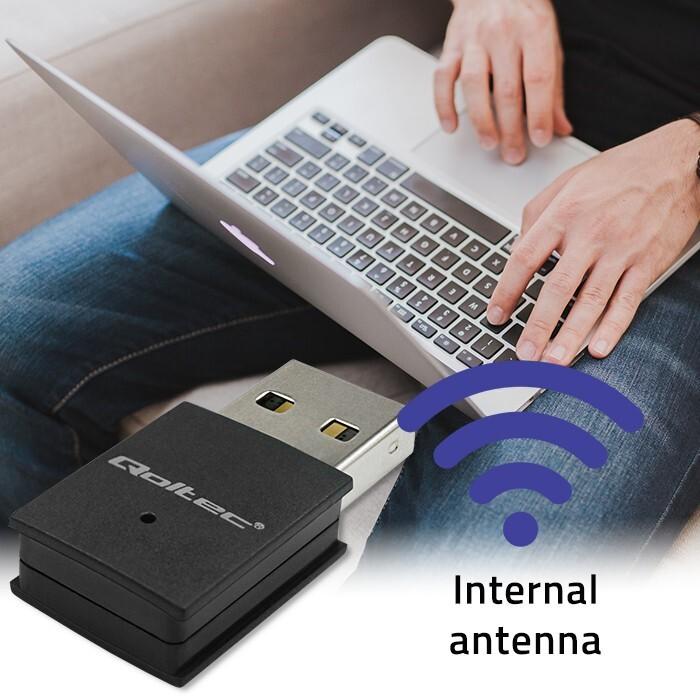Actual product image Qoltec 57007 Wireless Mini Bluetooth USB WiFi Adapter (Transmitter & Receiver)