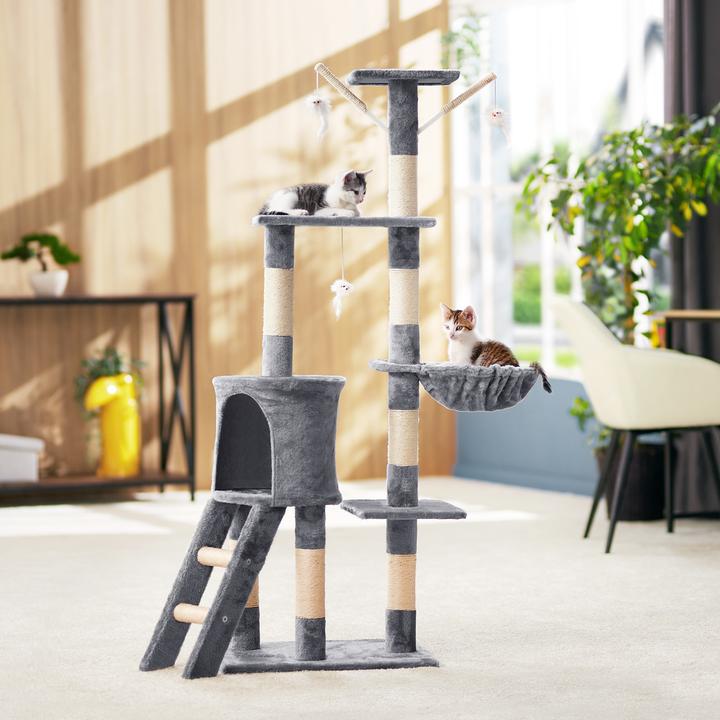Image du produit tectake Arbre à chat Dominik (144 cm, Gris)