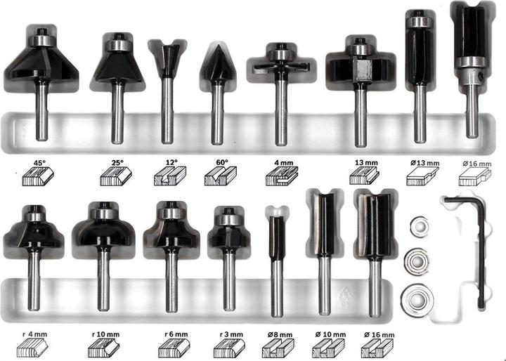 Produktbild Bosch Professional Zubehör 15-teiliges Fräser-Set, 6-mm-Schaft für Handfräsen