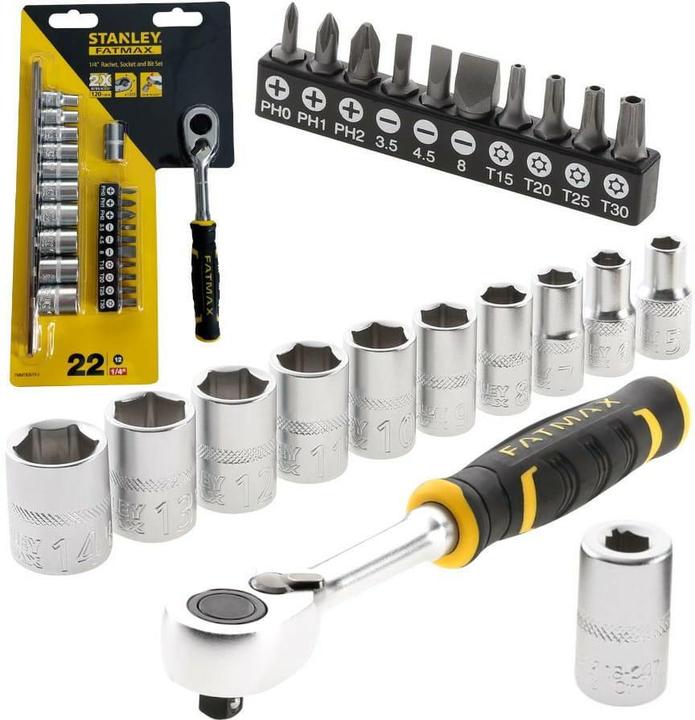Productafbeelding Stanley Doppenset, 22-delig, 1/4 inch, type Ratel en doppenset van SAM, 1/4Z