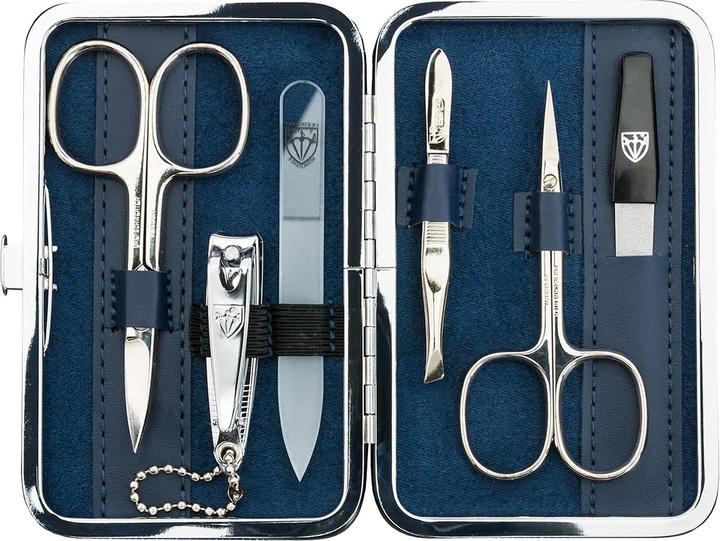 Image du produit Kellermann Set manucure 6 pcs lime à ongles en verre Genova bleu textile jeans