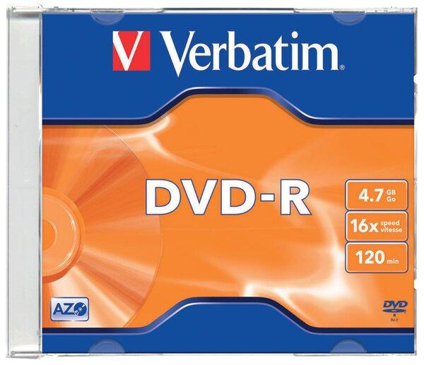 Actual product image Verbatim DVD-R 4,7 GB (120min) 16x Silver jewel box, 5pack (5 x)