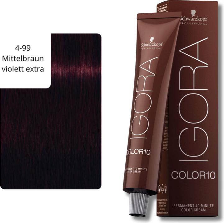 Actual product image Schwarzkopf Professional Igora Color10 hair color (4-99 Medium Brown Purple Extra)