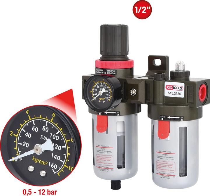 Immagine prodotto KS Tools 1/2 Unità di manutenzione aria compressa. 0.5-12bar 515.3356
