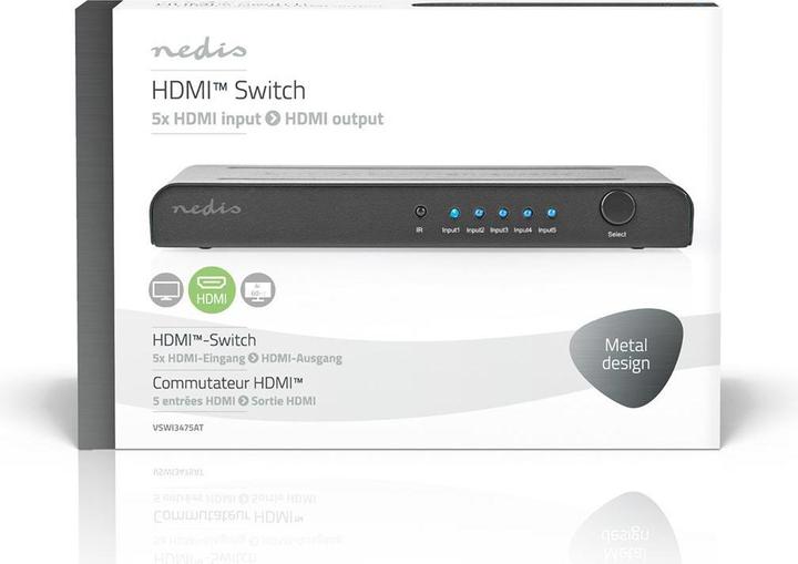 Produktbild Nedis N VSWI3475AT - HDMI -Umschalter 5 -> 14K2K bei 60 fps/HDCP2.2