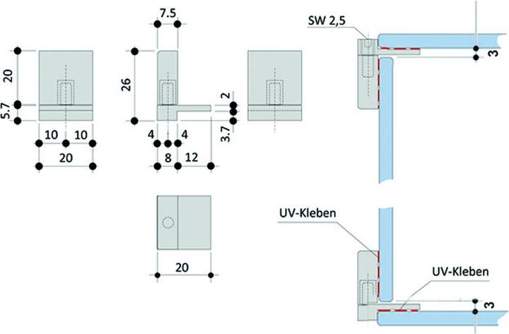 Produktbild Bohle Glastürscharniere Glas-Glas Swing (2 Stk.)