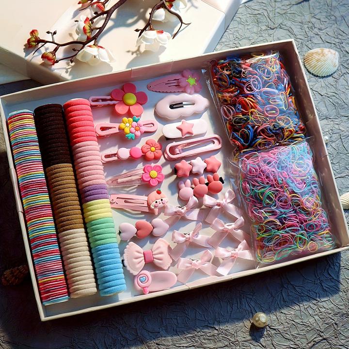 Image du produit Activity Board 2170pcs Haar Styling Wesentliche Zubehör bunte elastische Haarbänder Harz Haar Zubehör Set (2170 pcs)