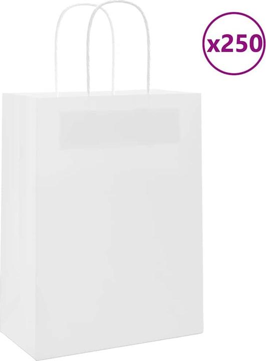 Actual product image VidaXL Kraft paper bags 250 pcs. with handle white 22x11x28 cm paper bag (Gift bag, 250 x)