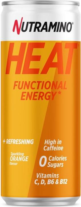 Actual product image Nutramino HEAT Energy Drink 330ML -Low Caffeine Orange- NEW DK, FR & EN (Orange, 24 x)