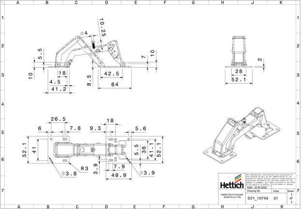 Produktbild Hettich Weitwinkel-Aufschraubscharnier mit Feder, Stahl vernickelt, 1 Stck