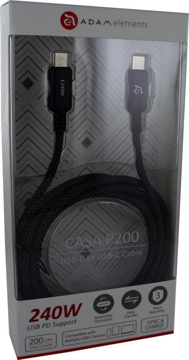 Produktbild Adam Elements Adam Cotton 240W USB-C Ladekabel 2m Schwarz