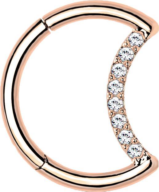 Produktbild Star Piercing Micro Segmentring klappbar rosegold Mond mit Kristallen (Titan G23, ohne Messing)
