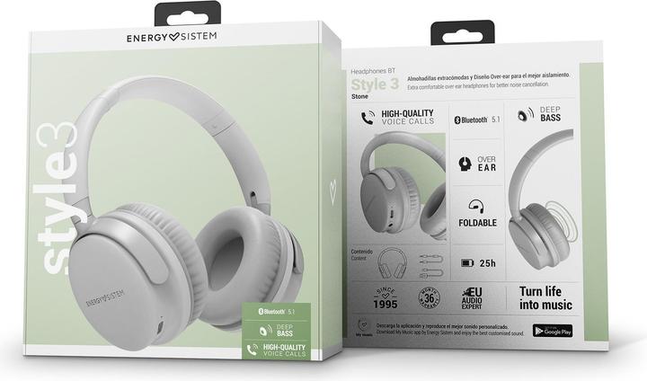 Actual product image Energy Sistem Headphones Bluetooth Style 3 Stone (Bluetooth, Deep Bass, High-quality voice calls, Fo (25 h, Cable)