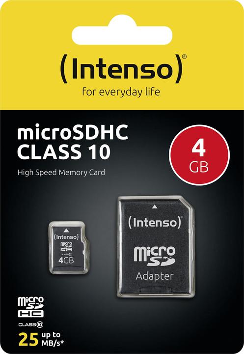 Image du produit Intenso microSD Class 10 (4 Go, microSDHC, U1)