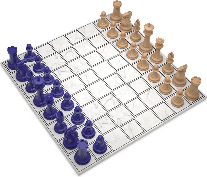 Actual product image Skyline Chess Chess Game - Wooden Series - Blue Vs Light Wood (with Marble Grid Board)